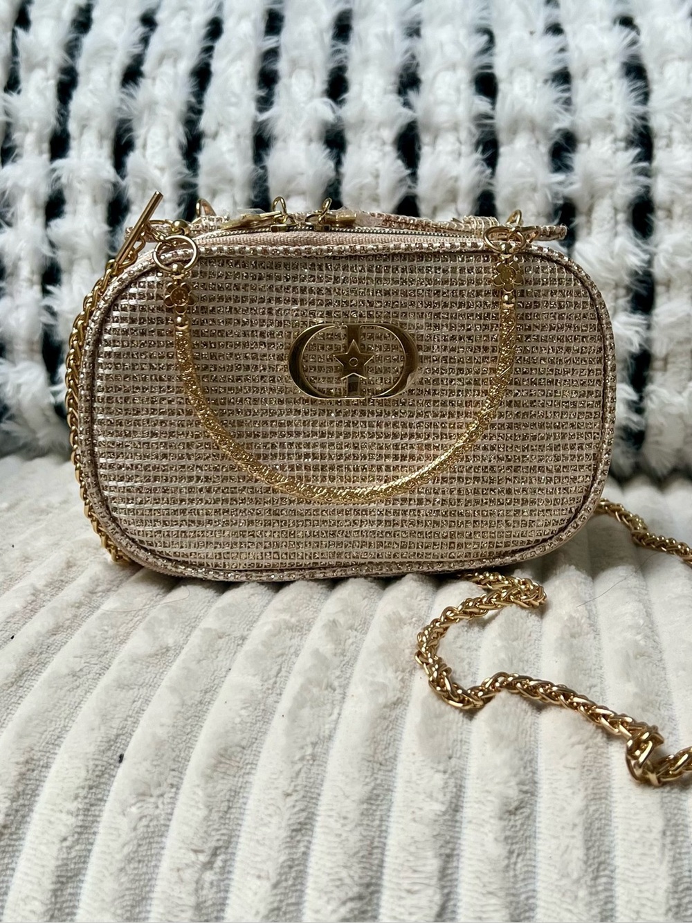 Dior Upcycled Beauty to Crossbody Gold Bag